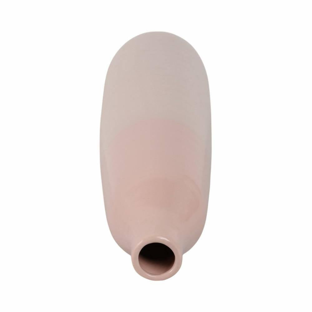 22 In. Blush Pink Ceramic Bottle Shaped Decorative Vase