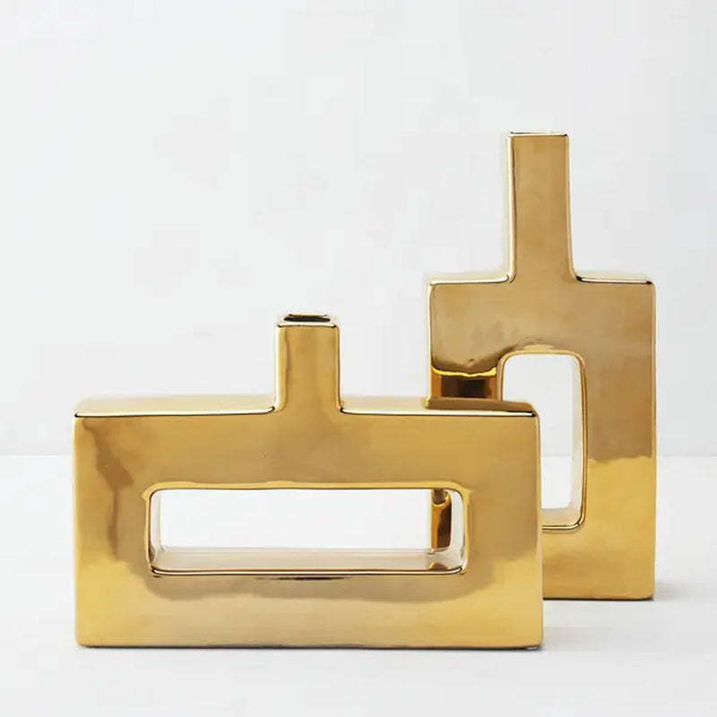 Gold Ceramic Flower Vase