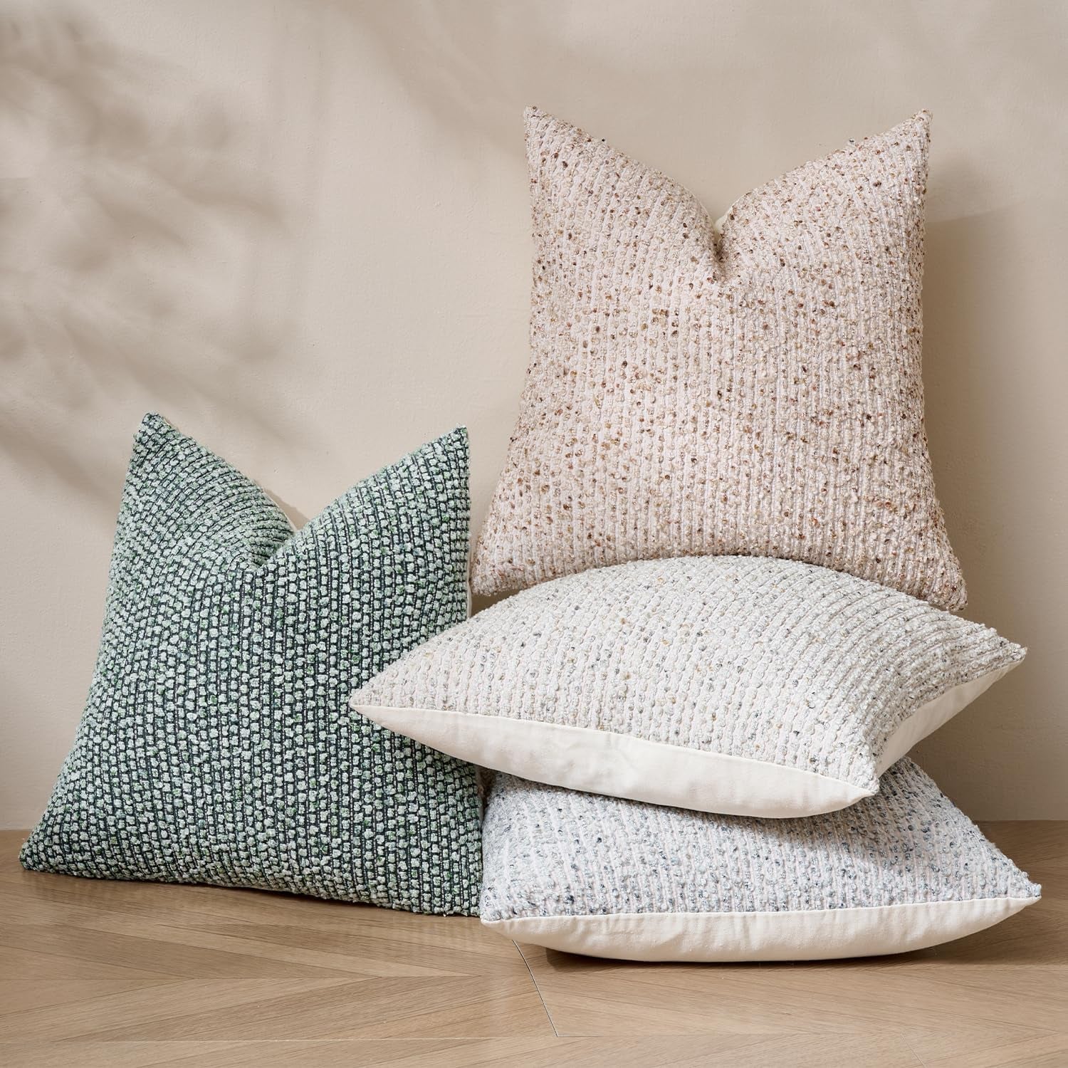 Striped Boucle Throw Pillow Covers Set of 2