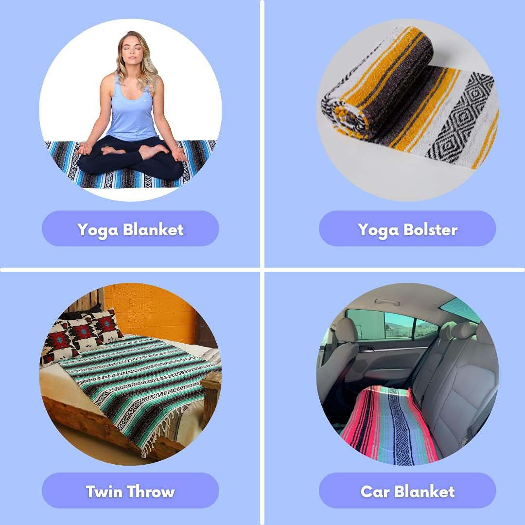 Mexican Yoga Blanket – Cool Mint & Gray