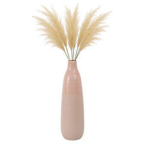 22 In. Blush Pink Ceramic Bottle Shaped Decorative Vase
