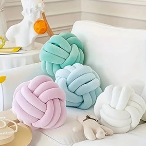 Hand Woven Knot Ball Throw Pillow  