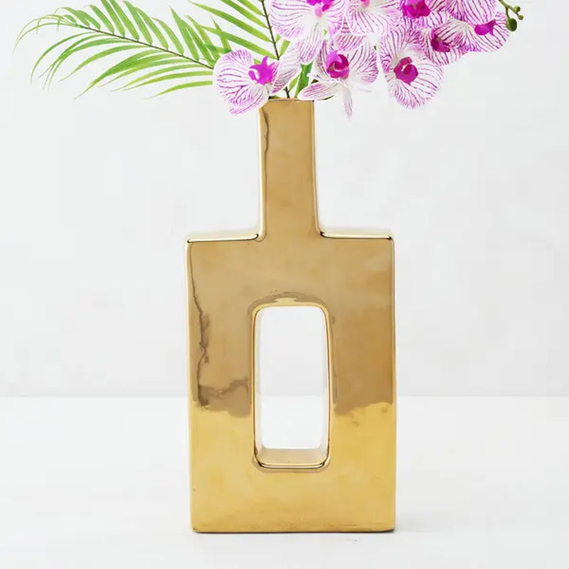 Gold Ceramic Flower Vase