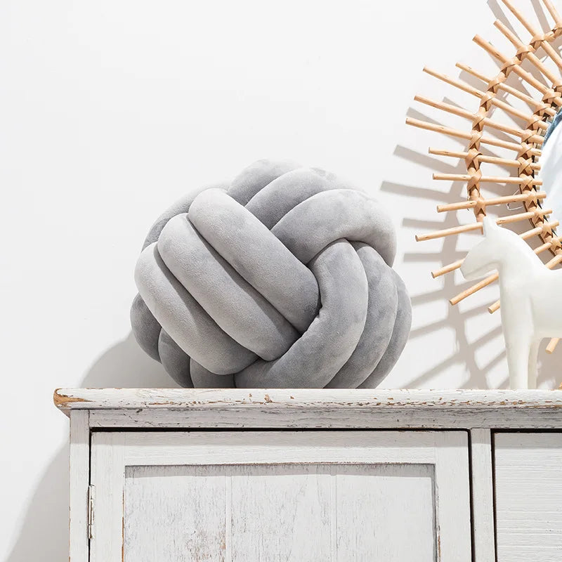 Hand Woven Knot Ball Throw Pillow  