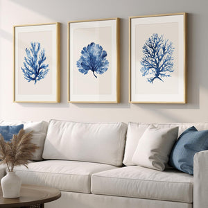 Coral Watercolor Wall Art Set of 3 Framed