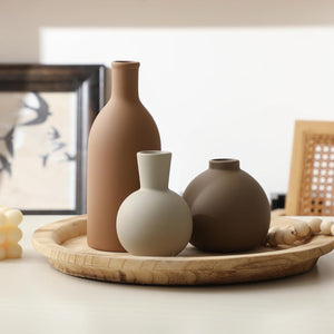 Rustic Ceramic Vase Set of 3 Pottery