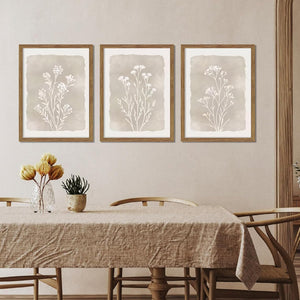 Boho Botanical Wall Art Set of 3 Framed