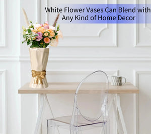 Elegant Gold Bow Ceramic Vase for Home