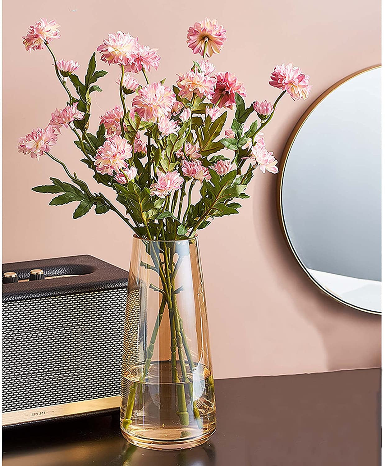Amber Crystal Glass Vase Modern Decor