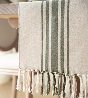 Boho Table Runner with Tassels 13x90 Inch
