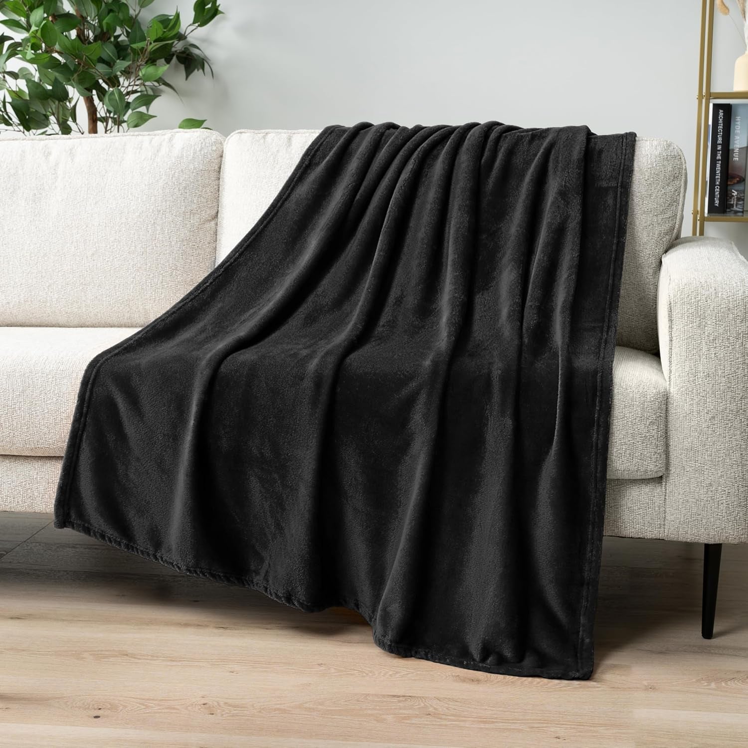 Cozy Black Fleece Blanket Queen 90x90 Inch