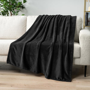 Cozy Black Fleece Blanket Queen 90x90 Inch