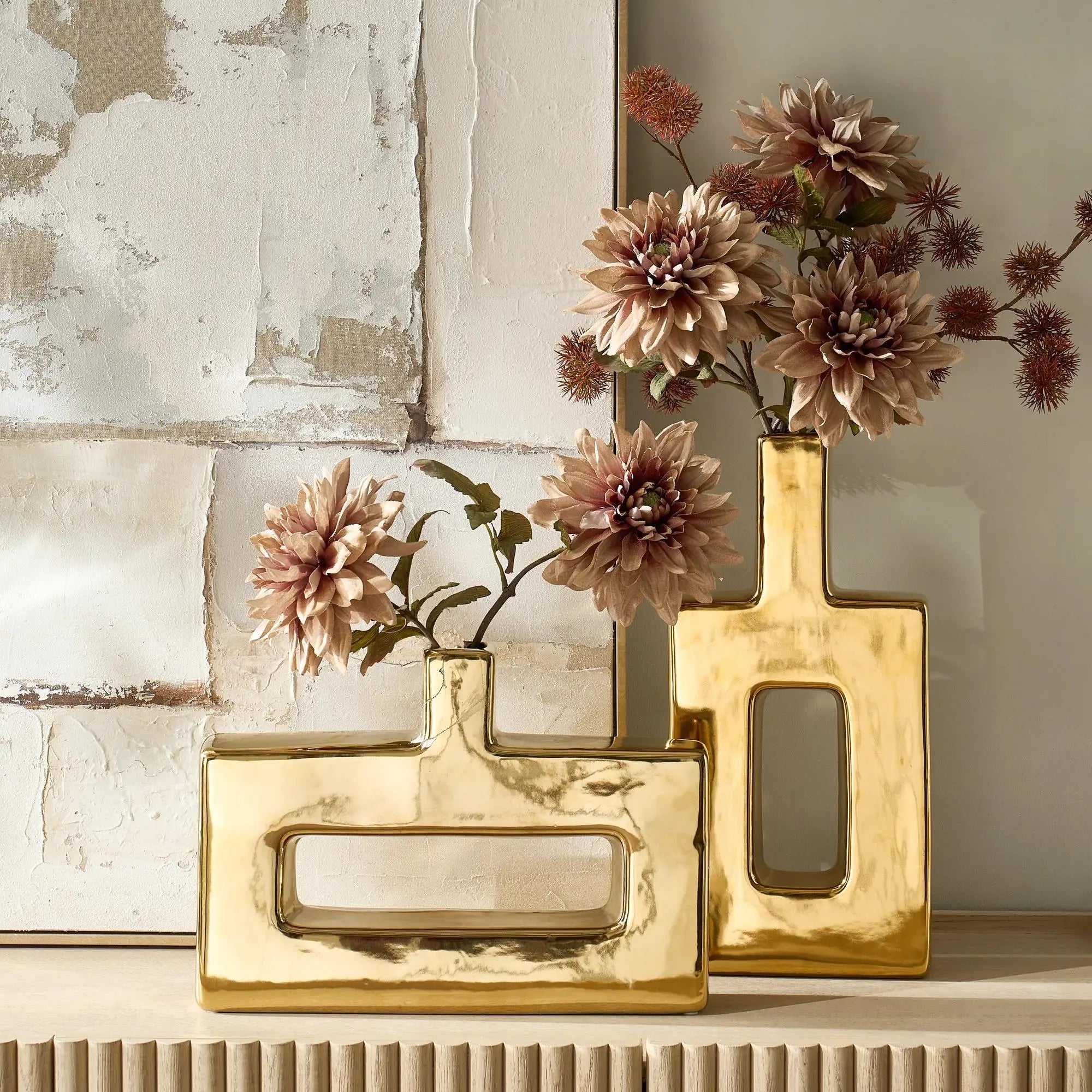 Gold Ceramic Flower Vase