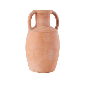 16 In. Orange Terracotta Jug Ceramic Decorative Vase with Handles