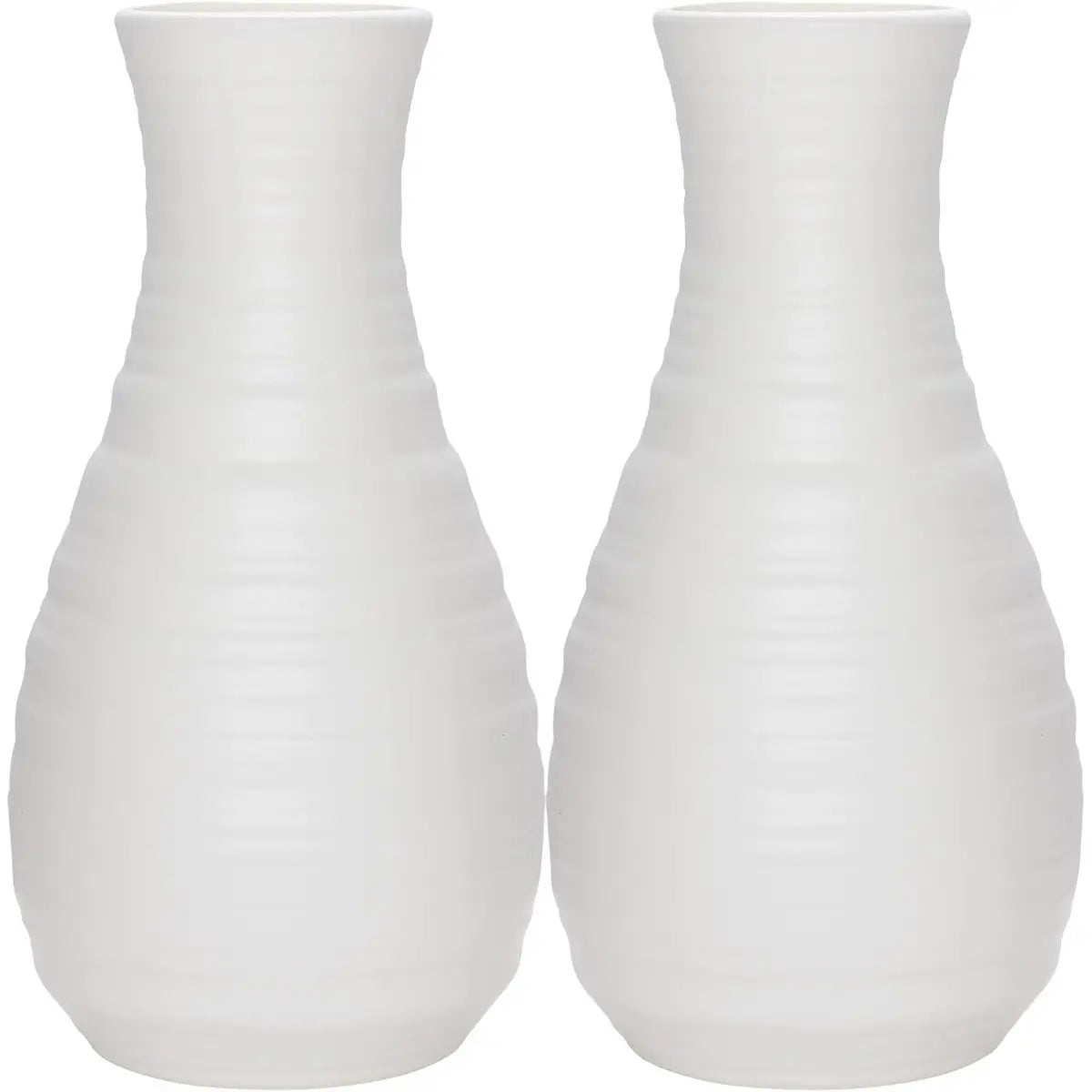Nordic Round Plastic Vases Set of 2 Sleek White
