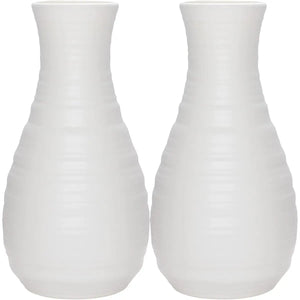 Nordic Round Plastic Vases Set of 2 Sleek White