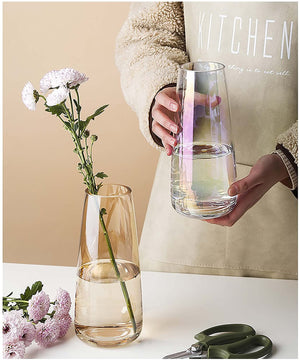 Amber Crystal Glass Vase Modern Decor