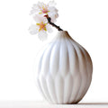 Petite Vase with Textured Ribs - Matte White Porcelain - Bud Vase Design