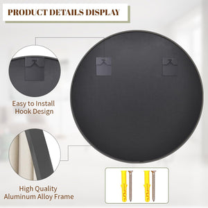 Round Black Wall Mirror 30 Inch Metal Frame